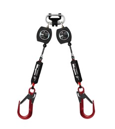 Двухплечевое средство защиты втягивающего типа НВ-02 ТРОС с карабином Монтажный (термопластик) | Vento vnt HB02C duo 0058